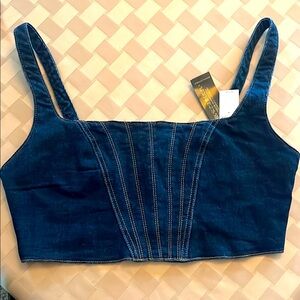 Banana Republic Denim Blue Women's Top Zippered Crop. NWT Size 6